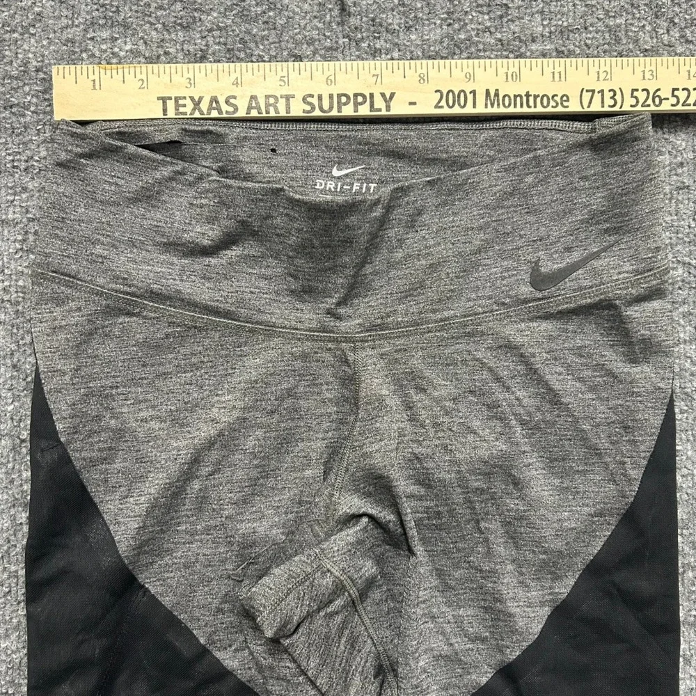 Nike Leggings Womens Size M Grey Dri-Fit Cropped Colorblock Athletic Workout
